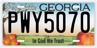 GA license plate PWY5070