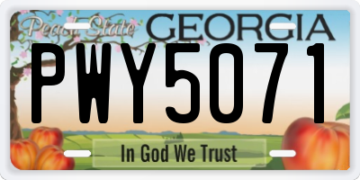 GA license plate PWY5071