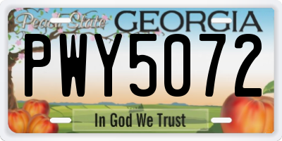 GA license plate PWY5072