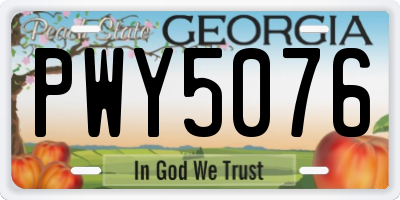 GA license plate PWY5076