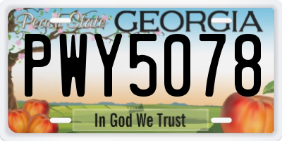 GA license plate PWY5078