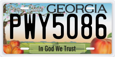 GA license plate PWY5086