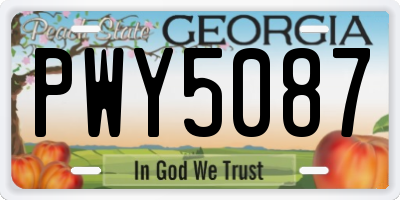 GA license plate PWY5087