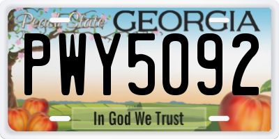 GA license plate PWY5092