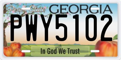 GA license plate PWY5102