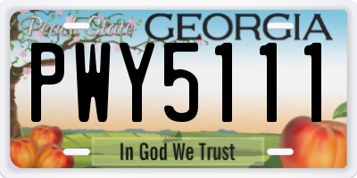 GA license plate PWY5111