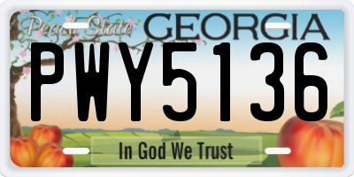 GA license plate PWY5136
