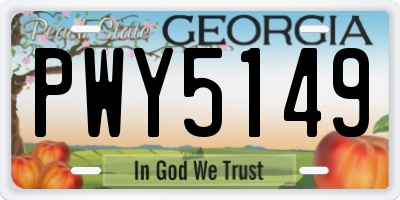GA license plate PWY5149