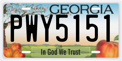 GA license plate PWY5151