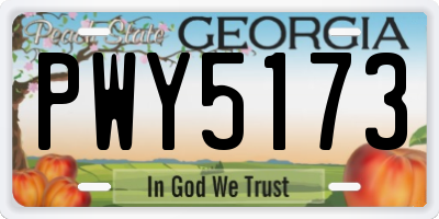 GA license plate PWY5173