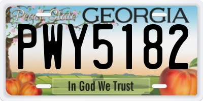 GA license plate PWY5182