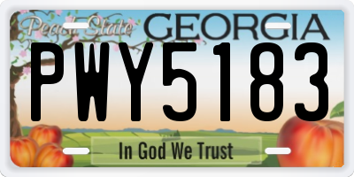 GA license plate PWY5183