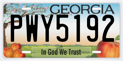 GA license plate PWY5192