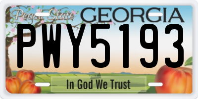 GA license plate PWY5193