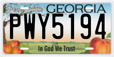 GA license plate PWY5194