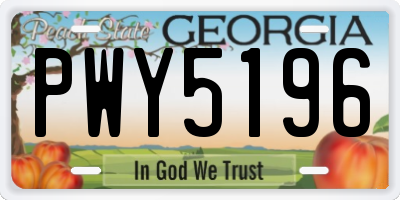 GA license plate PWY5196