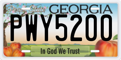 GA license plate PWY5200