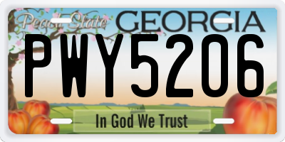 GA license plate PWY5206
