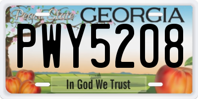 GA license plate PWY5208