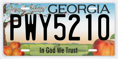 GA license plate PWY5210