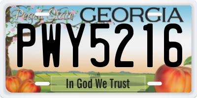 GA license plate PWY5216