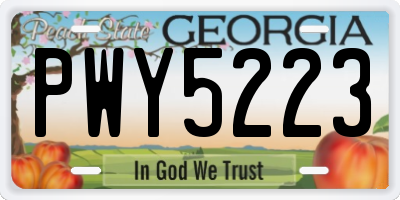 GA license plate PWY5223