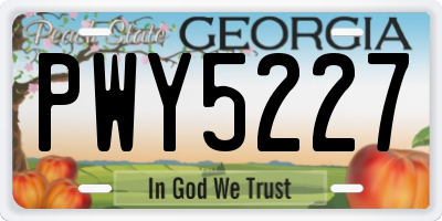GA license plate PWY5227