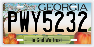 GA license plate PWY5232