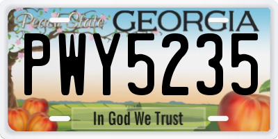 GA license plate PWY5235