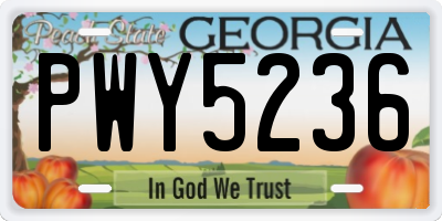 GA license plate PWY5236