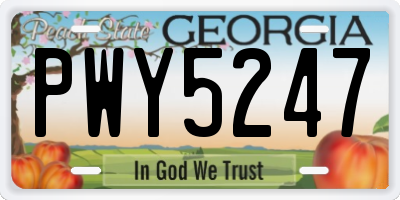 GA license plate PWY5247