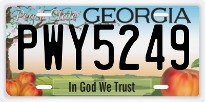 GA license plate PWY5249