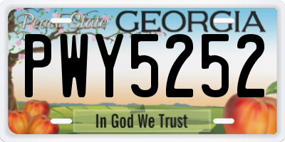 GA license plate PWY5252