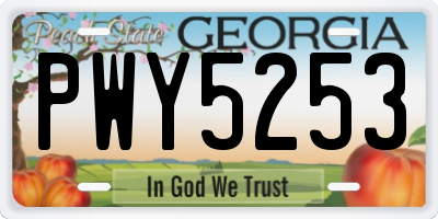 GA license plate PWY5253