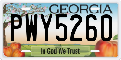 GA license plate PWY5260