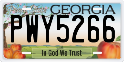 GA license plate PWY5266
