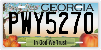GA license plate PWY5270