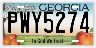 GA license plate PWY5274