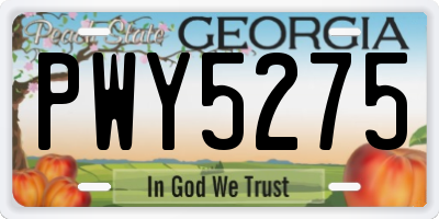 GA license plate PWY5275