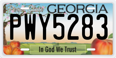 GA license plate PWY5283