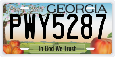 GA license plate PWY5287