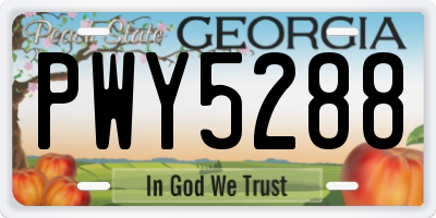 GA license plate PWY5288