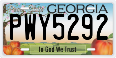GA license plate PWY5292