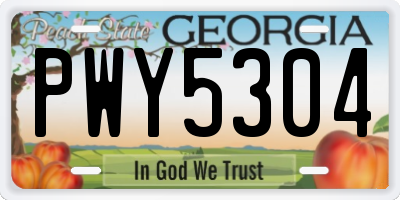 GA license plate PWY5304