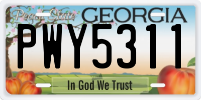 GA license plate PWY5311