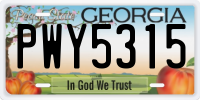 GA license plate PWY5315