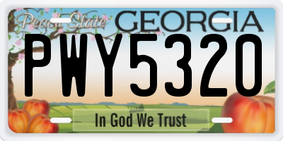 GA license plate PWY5320