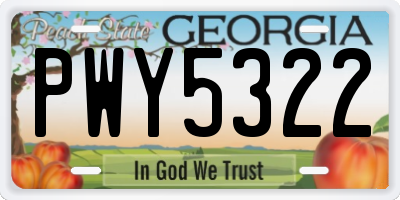 GA license plate PWY5322