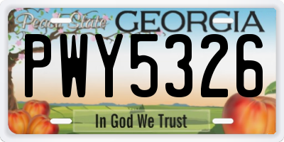 GA license plate PWY5326