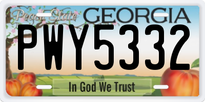 GA license plate PWY5332